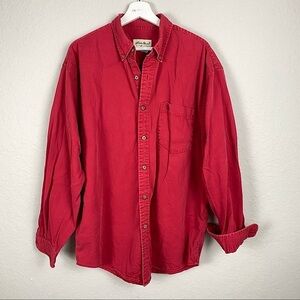 Eddie Bauer Red Long Sleeve Button Up Size Large